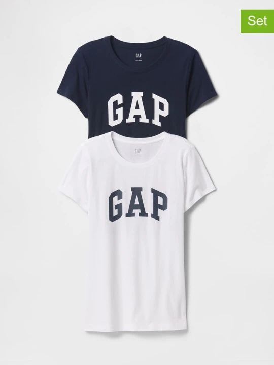 Zdjęcie produktu GAP Koszulki (2 szt.) w kolorze granatowo-białym rozmiar: S