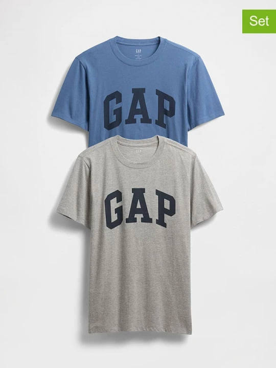 Zdjęcie produktu GAP Koszulki (2 szt.) w kolorze niebieskim i szarym rozmiar: L