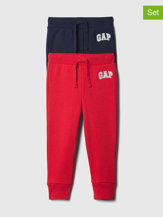 Zdjęcie produktu GAP Spodnie dresowe (2 pary) w kolorze granatowym i czerwonym rozmiar: 80/86