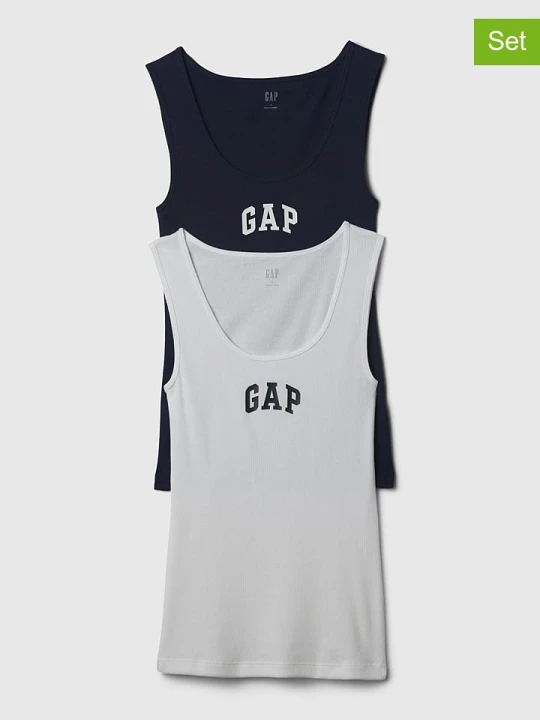 Zdjęcie produktu GAP Topy (2 szt.) w kolorze granatowym i białym rozmiar: L