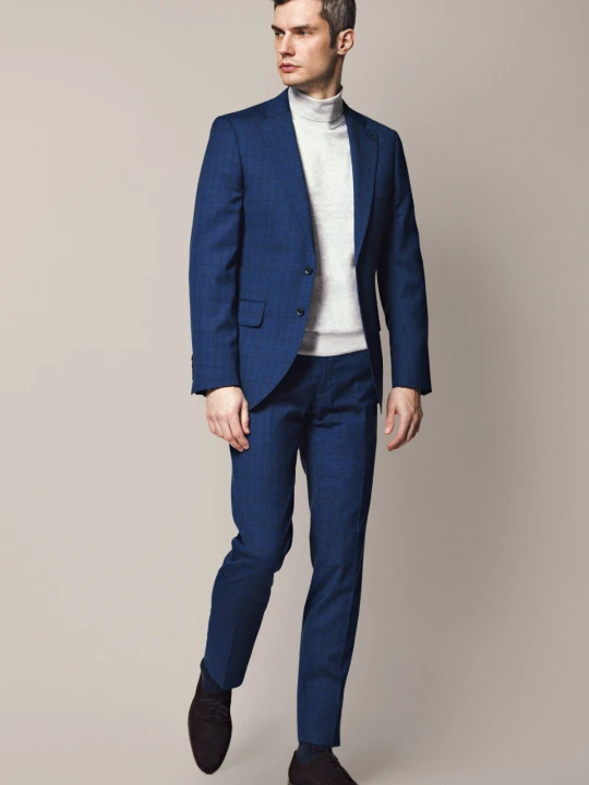 Zdjęcie produktu Garnitur Granatowy w Kratę Slim London Lancerto
