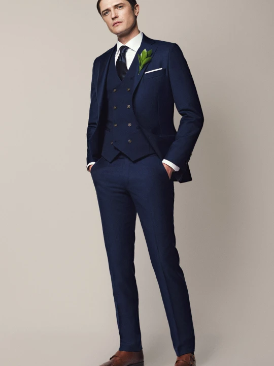 Zdjęcie produktu Garnitur Navy z Wełną Business Mix Lancerto Niebieski