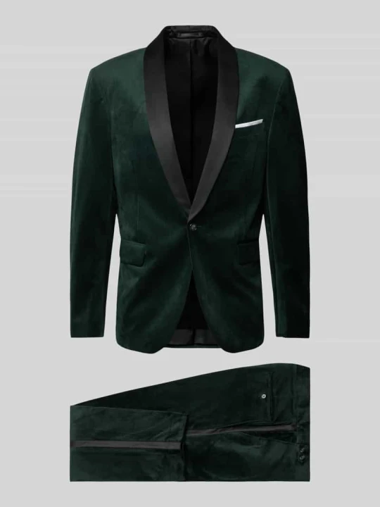 Zdjęcie produktu Garnitur o kroju slim fit z aksamitu lindbergh Ciemnozielony