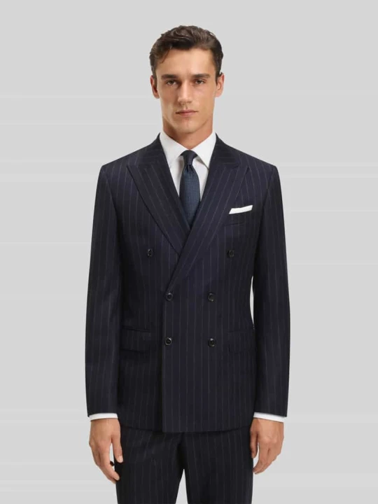 Zdjęcie produktu Garnitur o kroju slim fit z czystej, żywej wełny model ‘H-HUGE’ Boss Granatowy