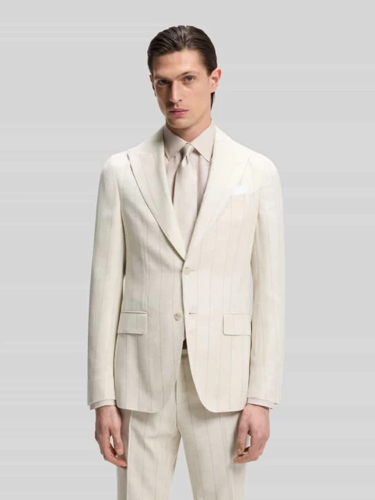 Zdjęcie produktu Garnitur o kroju slim fit z mieszanki bawełny i wełny model 'H-HUGE-2PCS-261' Boss Beżowy