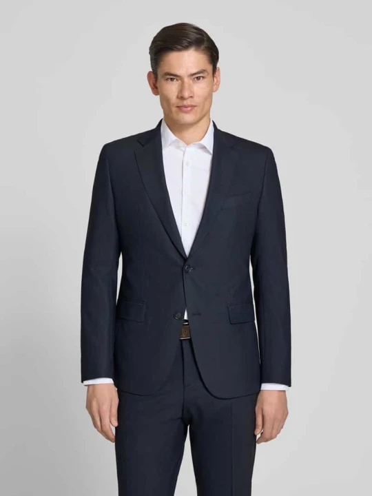 Zdjęcie produktu Garnitur w kroju slim fit z dodatkiem żywej wełny model 'HUGE' Boss Granatowy