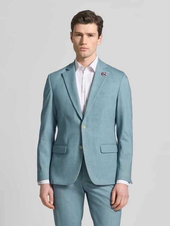 Zdjęcie produktu Garnitur w kroju slim fit z marynarką zapinaną na 2 guziki Atelier Torino Turkusowy