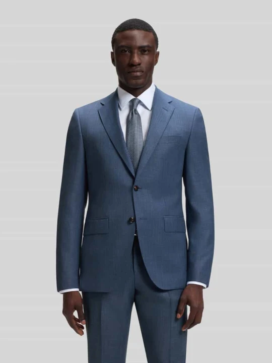Zdjęcie produktu Garnitur w kroju slim fit z wełny z delikatnym tkanym wzorem Boss Niebieski
