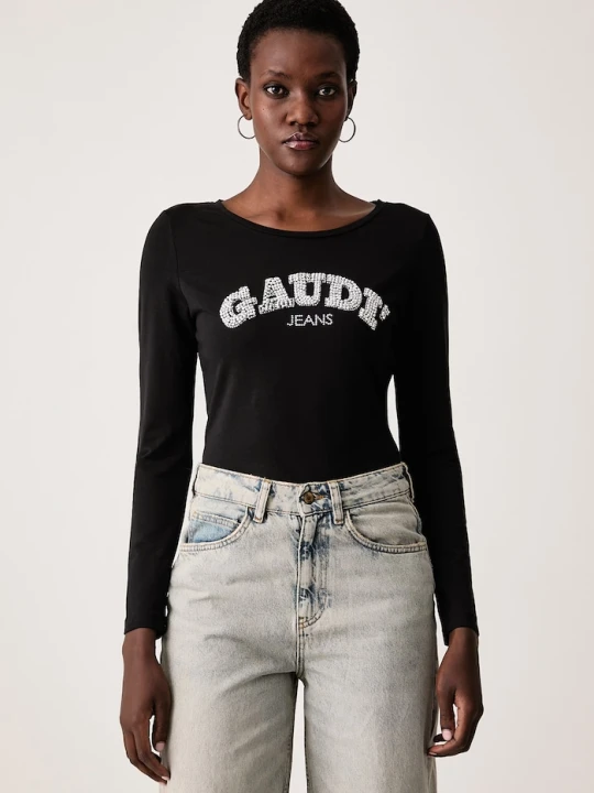 Zdjęcie produktu Gaudi longsleeve damski bawełniany z elastanem czarny