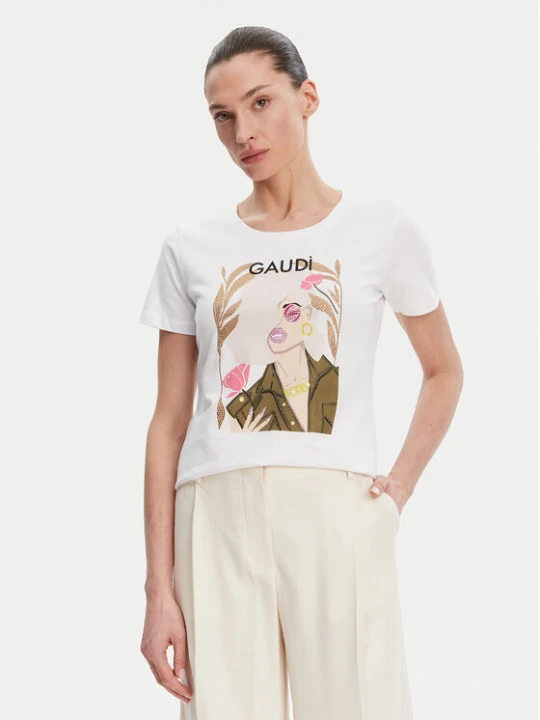 Zdjęcie produktu Gaudi T-Shirt 511BD64035 Biały Regular Fit
