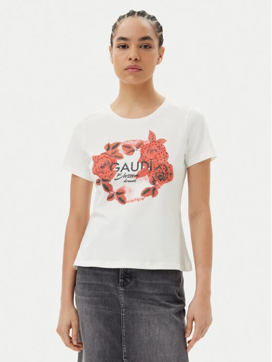 Zdjęcie produktu Gaudi T-Shirt 511FD64014 Écru Regular Fit Kremowy