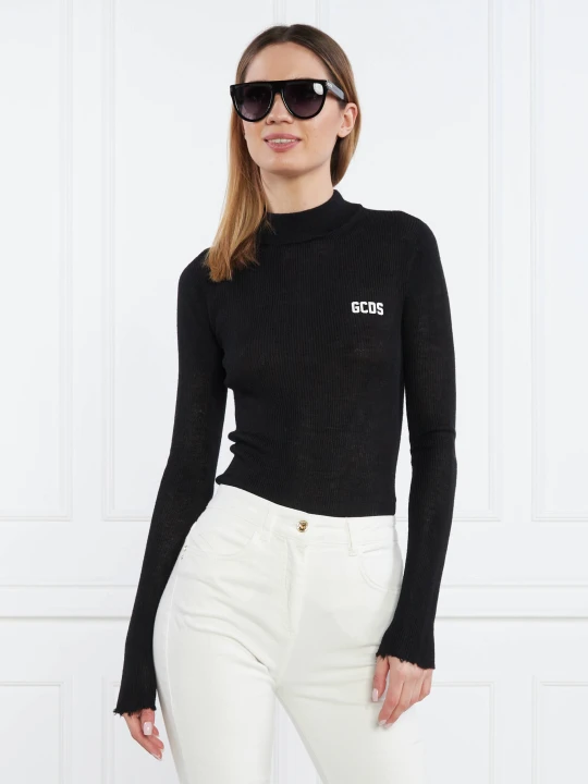 Zdjęcie produktu GCDS Sweter GCDS BASIC TURTLENECK | Skinny fit | z dodatkiem wełny czarny