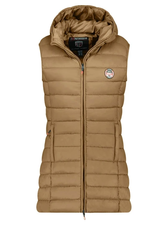 Zdjęcie produktu Geographical Norway Kamizelka pikowana "Vatikabadge" w kolorze jasnobrązowym rozmiar: XXL