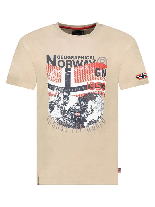 Zdjęcie produktu Geographical Norway Koszulka "Jacross" w kolorze beżowym rozmiar: M