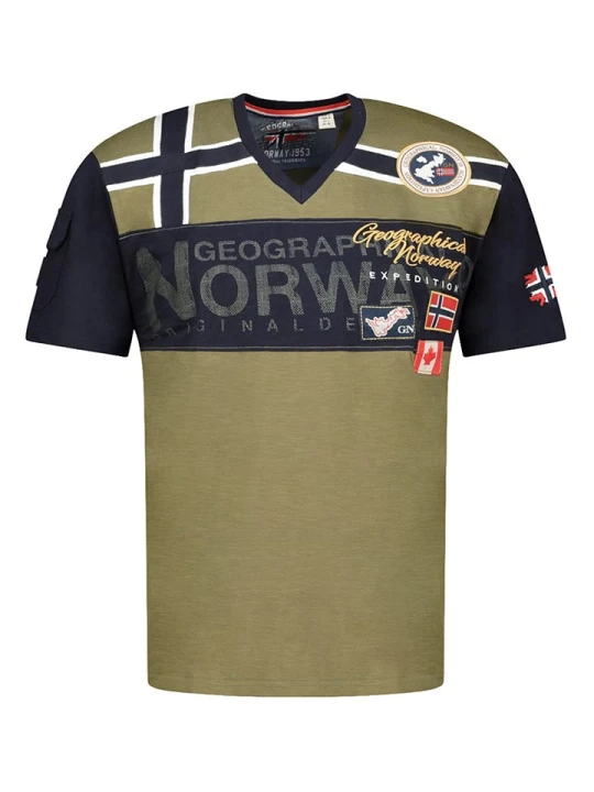Zdjęcie produktu Geographical Norway Koszulka "Jaradock" w kolorze khaki rozmiar: S