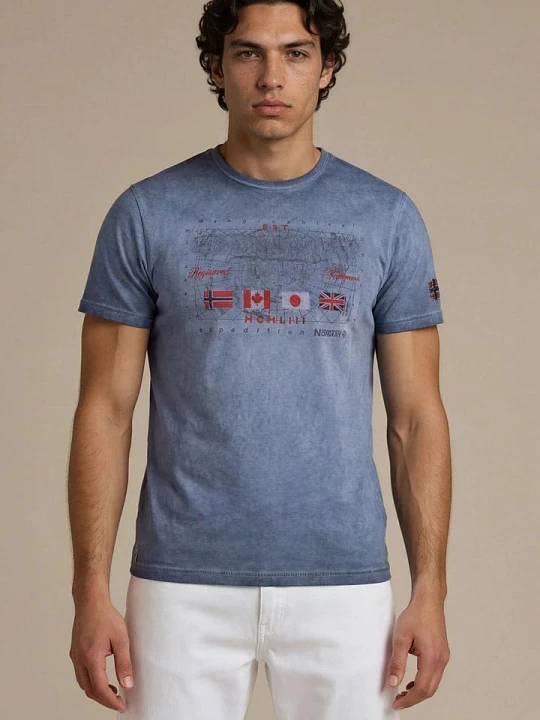 Zdjęcie produktu Geographical Norway Koszulka "Jeans" w kolorze granatowym rozmiar: L