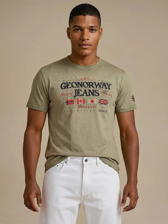 Zdjęcie produktu Geographical Norway Koszulka "Jeans" w kolorze khaki rozmiar: S