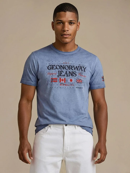 Zdjęcie produktu Geographical Norway Koszulka "Jeans" w kolorze niebieskim rozmiar: M