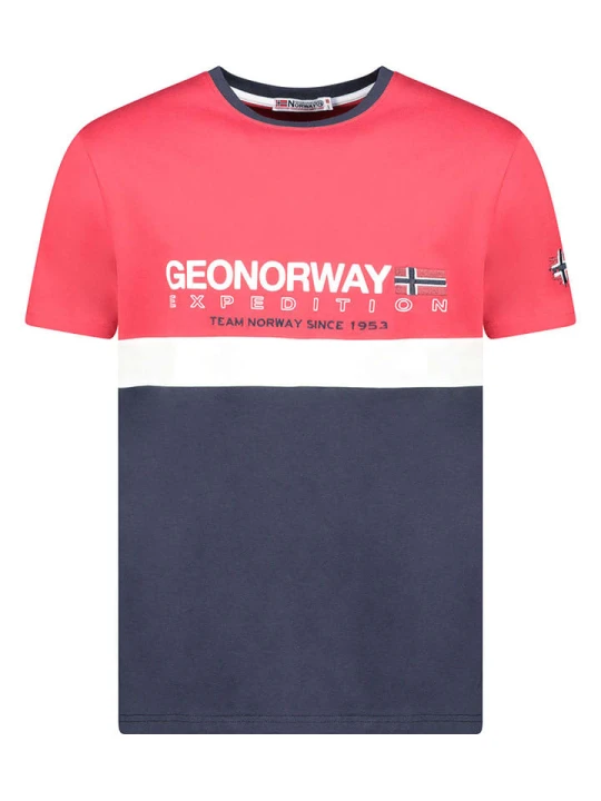 Zdjęcie produktu Geographical Norway Koszulka "Jollegio" w kolorze czerwono-biało-granatowym rozmiar: 140