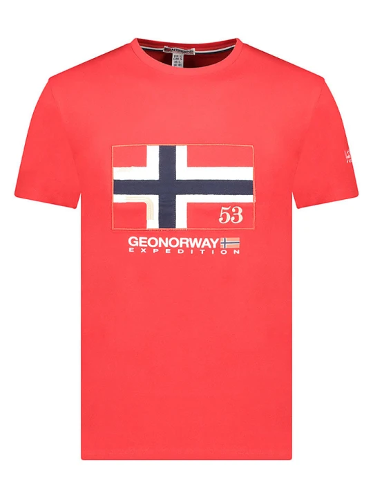 Zdjęcie produktu Geographical Norway Koszulka "Newflag" w kolorze czerwonym rozmiar: L