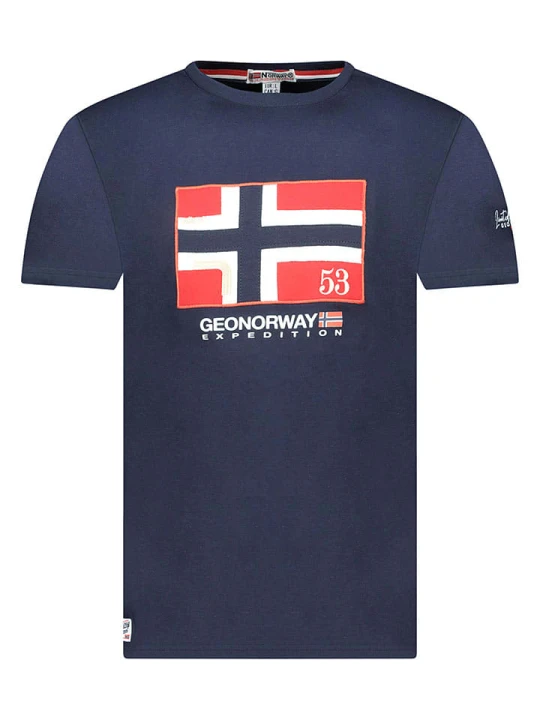 Zdjęcie produktu Geographical Norway Koszulka "Newflag" w kolorze granatowym rozmiar: S