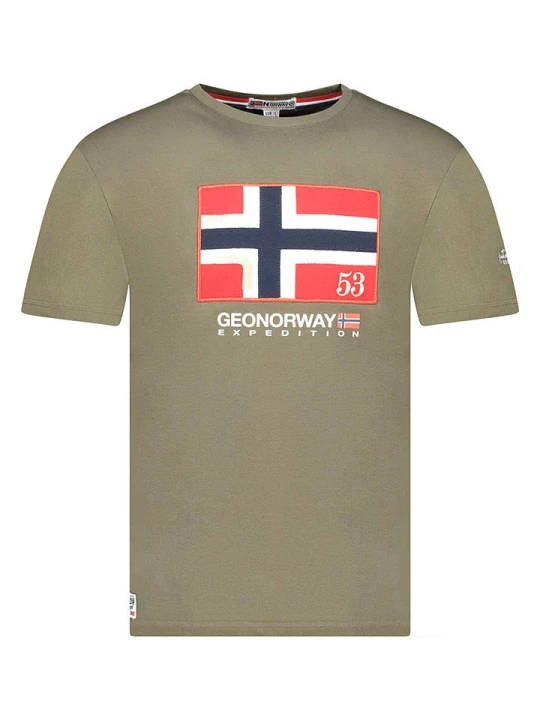 Zdjęcie produktu Geographical Norway Koszulka "Newflag" w kolorze khaki rozmiar: 128