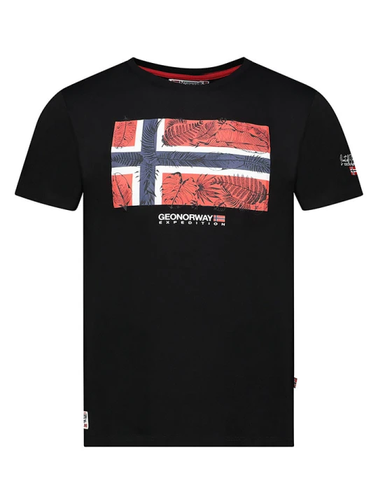 Zdjęcie produktu Geographical Norway Koszulka "Palm" w kolorze czarnym rozmiar: 176