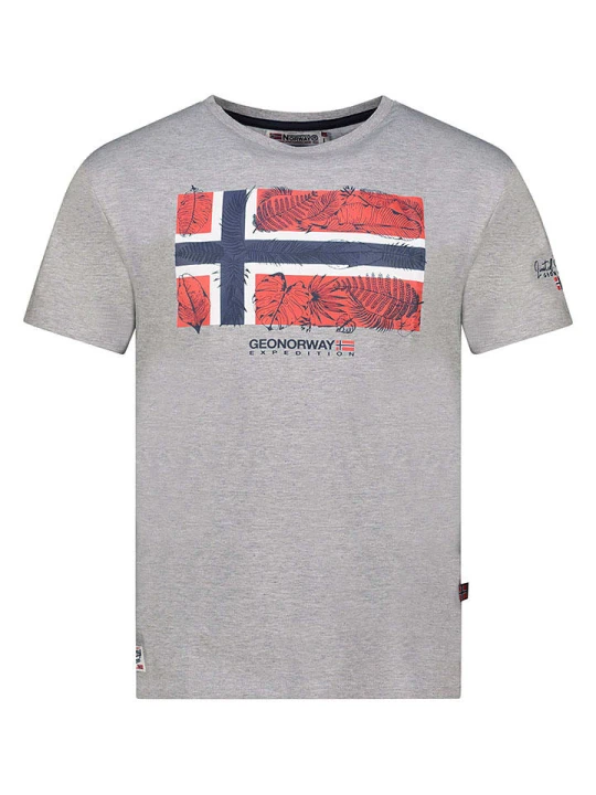 Zdjęcie produktu Geographical Norway Koszulka "Palm" w kolorze szarym rozmiar: 128