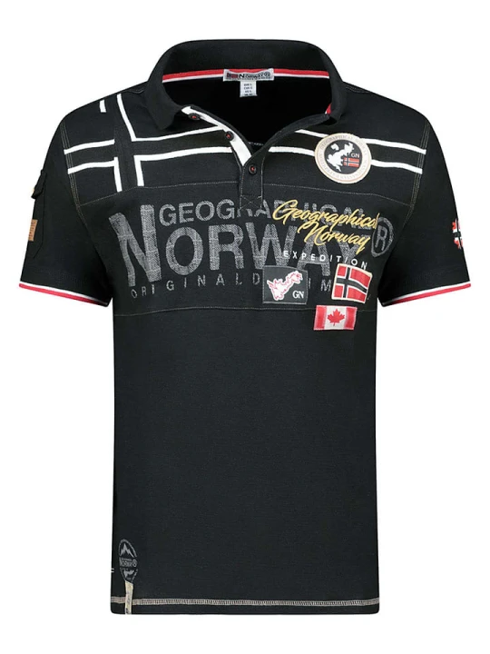 Zdjęcie produktu Geographical Norway Koszulka polo "Karadock" w kolorze czarnym rozmiar: 140