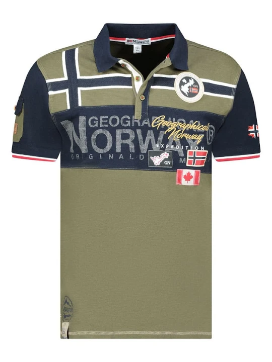 Zdjęcie produktu Geographical Norway Koszulka polo "Karadock" w kolorze khaki rozmiar: S