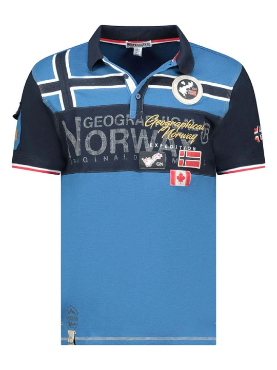 Zdjęcie produktu Geographical Norway Koszulka polo "Karadock" w kolorze niebieskim rozmiar: M