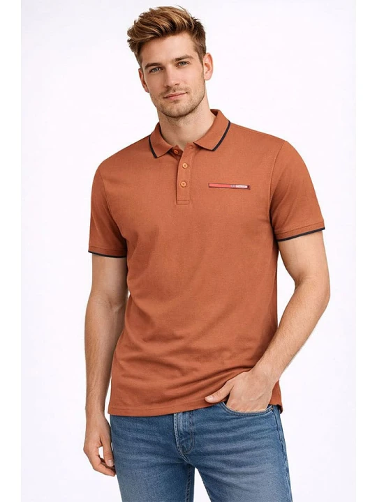 Zdjęcie produktu Geographical Norway Koszulka polo "Karem" w kolorze jasnobrązowym rozmiar: XXL