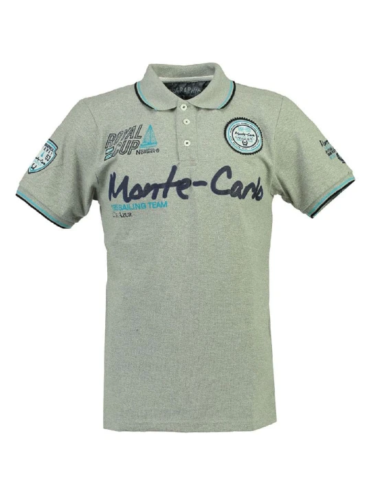 Zdjęcie produktu Geographical Norway Koszulka polo "Karo" w kolorze szarym rozmiar: 140