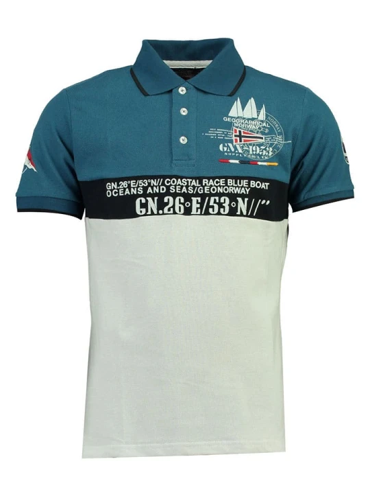 Zdjęcie produktu Geographical Norway Koszulka polo "Kassovitz" w kolorze niebiesko-białym rozmiar: 140
