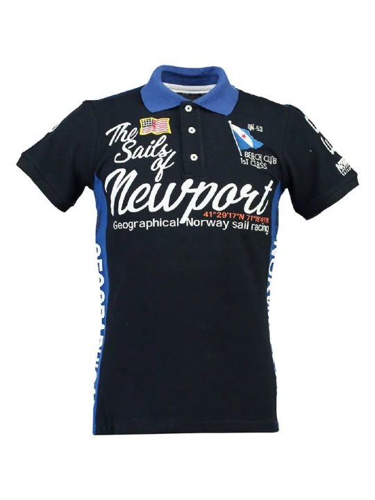 Zdjęcie produktu Geographical Norway Koszulka polo "Kayport" w kolorze czarno-niebieskim rozmiar: 140