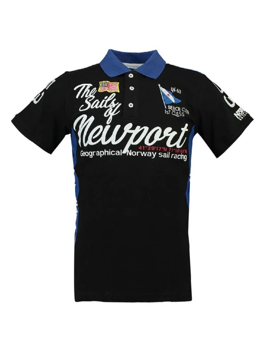 Zdjęcie produktu Geographical Norway Koszulka polo "Kayport" w kolorze czarno-niebieskim rozmiar: 152