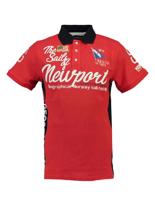 Zdjęcie produktu Geographical Norway Koszulka polo "Kayport" w kolorze czerwono-czarnym rozmiar: 140