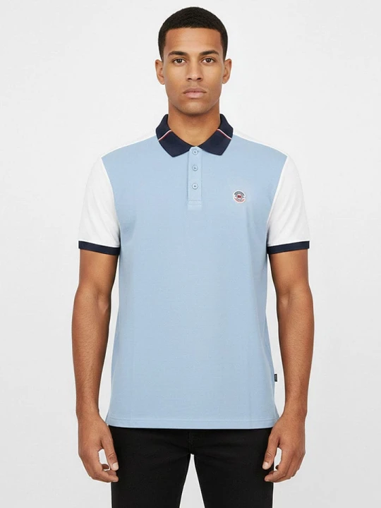 Zdjęcie produktu Geographical Norway Koszulka polo "Kedilim" w kolorze biało-błękitnym rozmiar: L