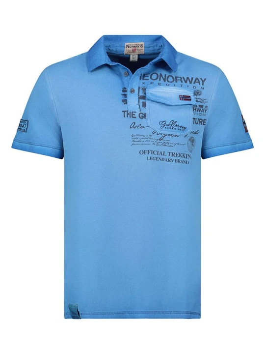 Zdjęcie produktu Geographical Norway Koszulka polo "Keony" w kolorze niebieskim rozmiar: XXL