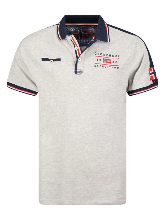 Zdjęcie produktu Geographical Norway Koszulka polo "Kezolo" w kolorze jasnoszaro-granatowym rozmiar: 128
