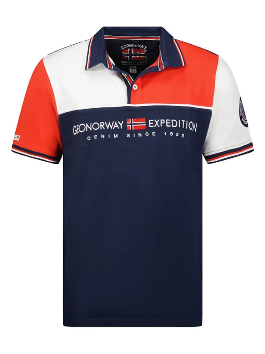 Zdjęcie produktu Geographical Norway Koszulka polo "Kondo" w kolorze czerwono-biało-granatowym rozmiar: 140