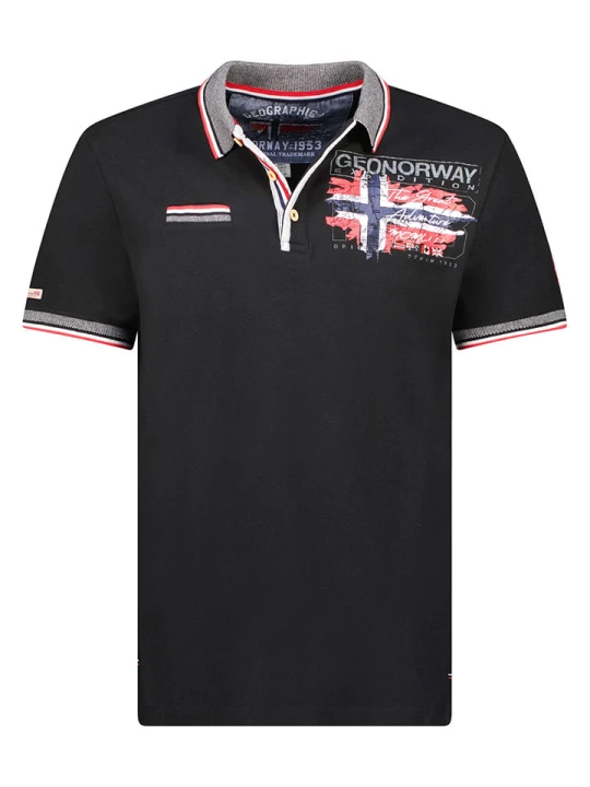 Zdjęcie produktu Geographical Norway Koszulka polo "Krusty" w kolorze czarnym rozmiar: M