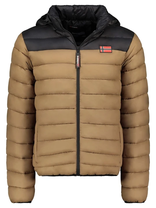 Zdjęcie produktu Geographical Norway Kurtka pikowana "Amigoglerc Hood" w kolorze jasnobrązowo-czarnym rozmiar: XL