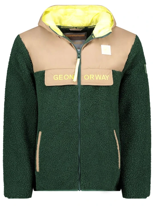 Zdjęcie produktu Geographical Norway Kurtka polarowa "Teclass" w kolorze ciemnozielono-beżowym rozmiar: M
