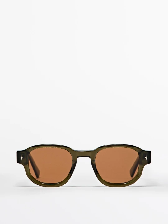 Zdjęcie produktu Geometryczne Okulary - Khaki - Massimo Dutti - Male