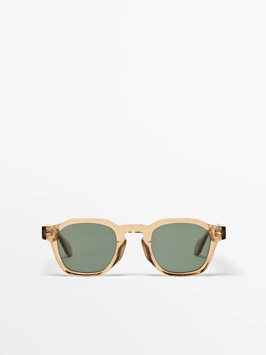 Zdjęcie produktu Geometryczne Okulary Przeciwsłoneczne - Musztardowy - Massimo Dutti - Male