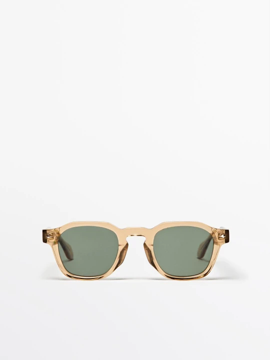 Zdjęcie produktu Geometryczne Okulary Przeciwsłoneczne - Musztardowy - - Massimo Dutti - Mężczyzna