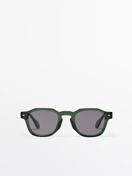 Zdjęcie produktu Geometryczne Okulary Przeciwsłoneczne - Zielony - Massimo Dutti - Male