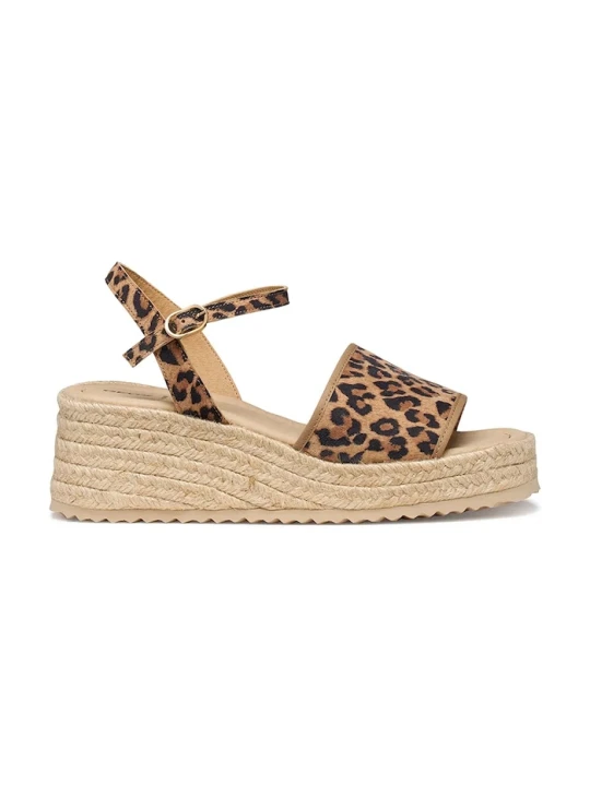Zdjęcie produktu Geox espadryle na koturnie damskie skórzane D ALEMERIA brązowy