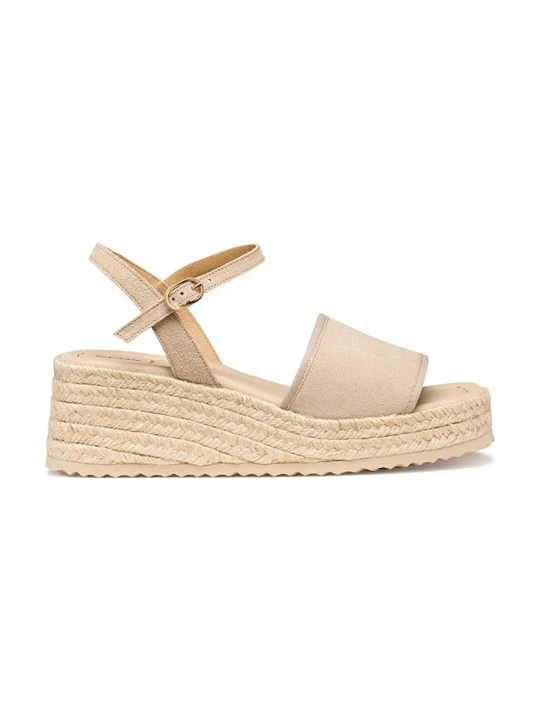 Zdjęcie produktu Geox espadryle na koturnie damskie skórzane D ALEMERIA beżowy